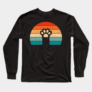 Cat Paw Print Sunset Vintage Retro Long Sleeve T-Shirt